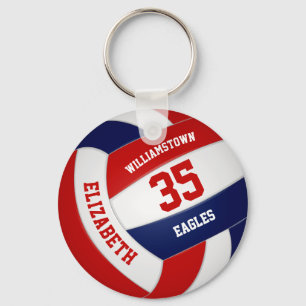 Chaveiro time de esporte azul vermelho colorido de voleibol