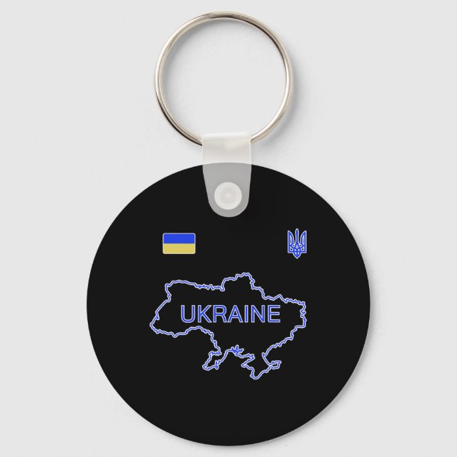 Chaveiro Time de Futebol da Ucrânia Mapa Ukr e Jersey Foo T (Frente)