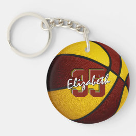 Chaveiro time de ouro maroon colorido basquetebol feminino