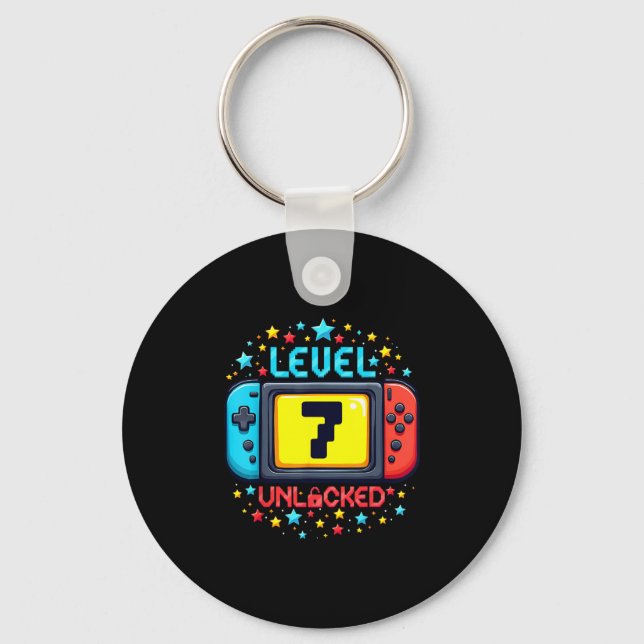 Chaveiro Time To Level Up 7 Unlocked 7th Birthday Boy Video (Frente)