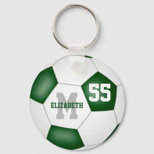 Chaveiro time verde branco cor bola de futebol feminino