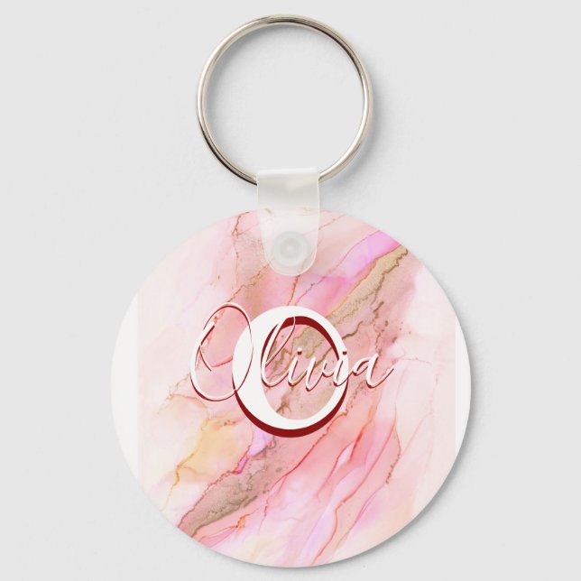 Chaveiro Tinta de Álcool de Fluido Rosa Suave (Frente)
