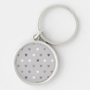 Chaveiro Tiny polka coração em tons de cinza