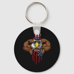 Chaveiro Tio Musculoso com Bandeira Americana Agachando Dab