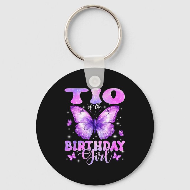 Chaveiro Tio Of The Birthday Girl Butterfly Funny Family  (Frente)