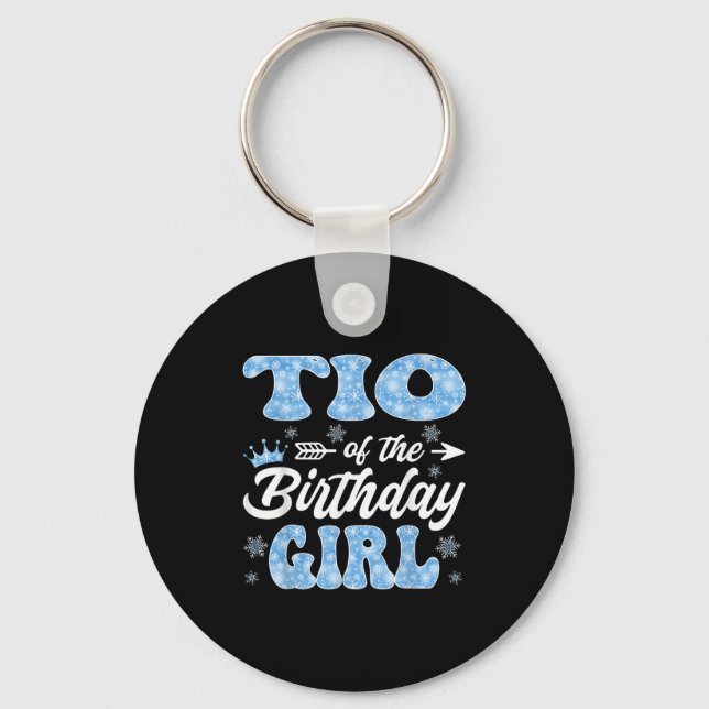 Chaveiro Tio Of The Birthday Girl Snowflakes Winter Christm (Frente)
