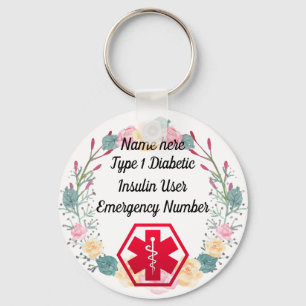 Chaveiro Tipo personalizado alerta do diabético - 1 ou 2