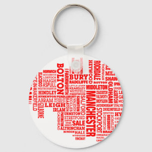 Chaveiro Tipo vermelho mapa de maior Manchester