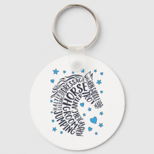 Chaveiro Tipografia de cavalos Palavras Raparigas de Arte C