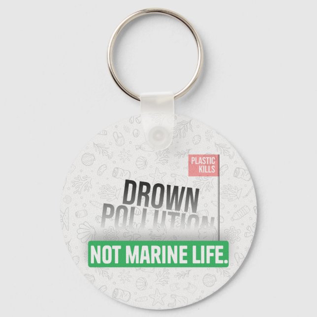 Chaveiro Tipografia de Consciência da Poluição Plástica do  (Frente)