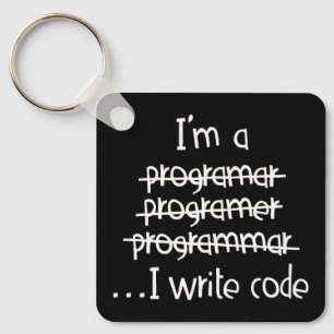 Chaveiro Tipografia de Humor de Programador Eu Escrevo Códi