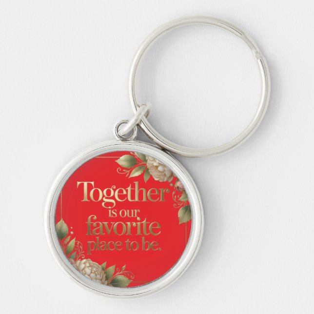 Chaveiro Tipografia Floral Ouro Elegante (Frente)