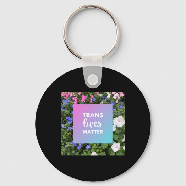 Chaveiro Tipografia Floral Trans Lives (Frente)