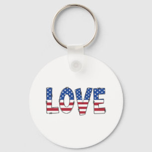 Chaveiro Tipografia Patriótica de Bandeira Americana LOVE