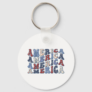 Chaveiro Tipografia Patriótica Retro Groovy América