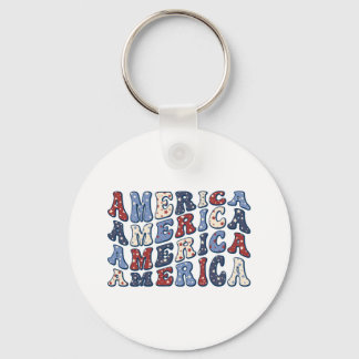 Chaveiro Tipografia Patriótica Retro Groovy América