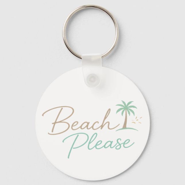 Chaveiro Tipografia Script Pastel Beach Please (Frente)