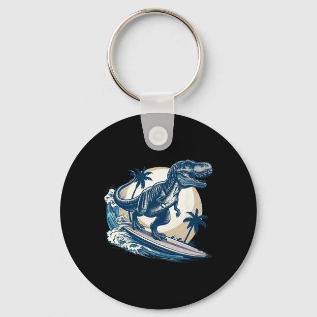 Chaveiro Tiranossauro Rex de Surfe Surfando Dinossauro Lo (Frente)