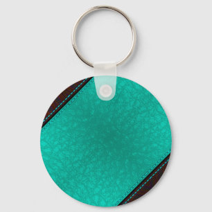 Chaveiro Tiras de couro diagonal coloridas, azuis