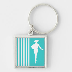 Chaveiro Tiras de Turquesa com Silhueta de Moda