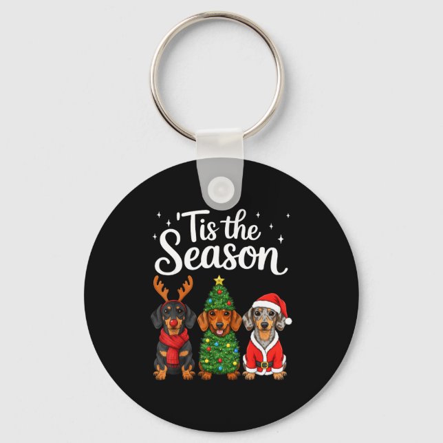 Chaveiro Tis The Season Dachshund Christmas Santa Weiner Do (Frente)