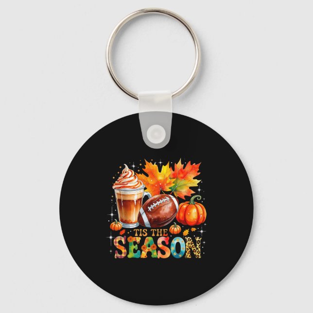 Chaveiro Tis The Season Fall Coffee Football Autumn Gift  (Frente)