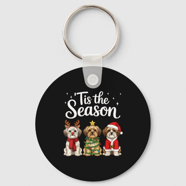 Chaveiro Tis The Season Morkie Christmas Santa Dog Lover  (Frente)