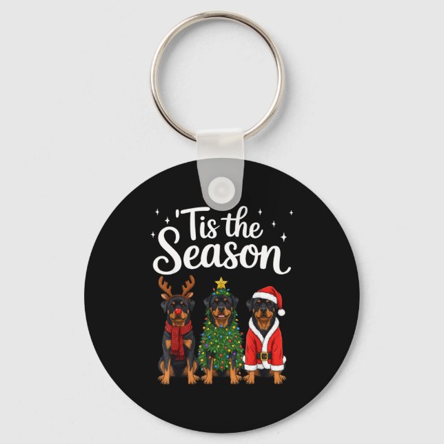 Chaveiro Tis The Season Rottweiler Christmas Santa Rottie D (Frente)