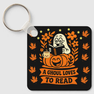 Chaveiro Título: A Ghoul ama ler o verme-caseiro Halloween