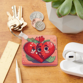 Chaveiro Título: Corações Vinculados" Cadeia-Chave Coração