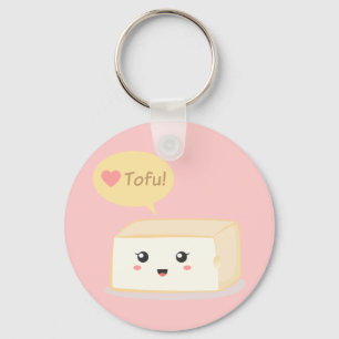 Chaveiro Tofu de Kawaii que pede que as pessoas amem o tofu