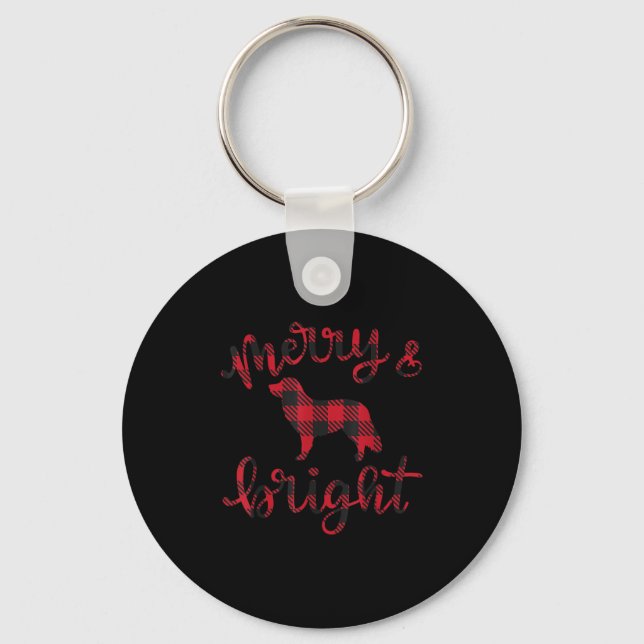 Chaveiro Toller Merry Christmas Buffalo Plaid Dog Cute For  (Frente)