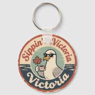 Chaveiro Tomando em Victoria com um Café Funny Seagull