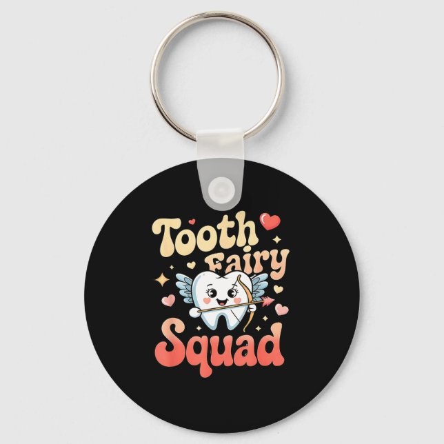 Chaveiro Tooth Fairy Squad Cute Cud Tooth Retro Dental Humo (Frente)