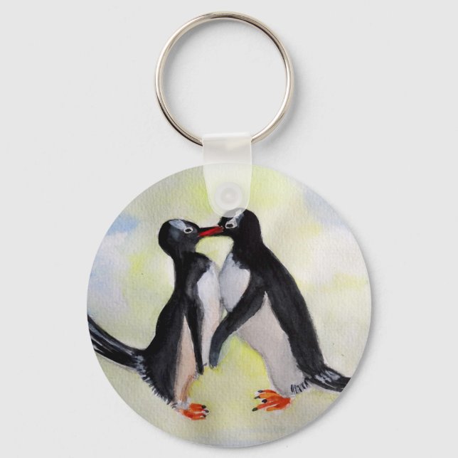 Chaveiro Toque de Botão de Amor dos Pinguins (Frente)
