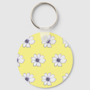 Chaveiro Toque de Botão do Padrão de Flor Amarelo