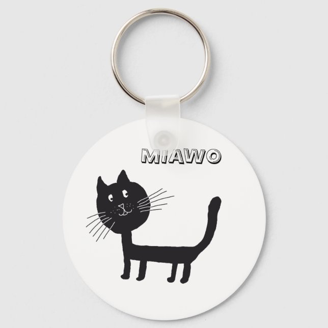 Chaveiro Toque de Chave Engraçado de Gato Negro (Frente)