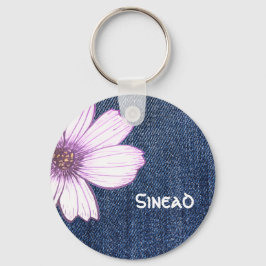 Chaveiro Toque de Tecla do Padrão de flor do Marinho de Nom