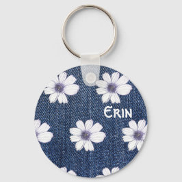 Chaveiro Toque de Tecla do Padrão de flor do Marinho de Nom
