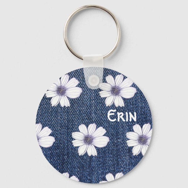 Chaveiro Toque de Tecla do Padrão de flor do Marinho de Nom (Frente)