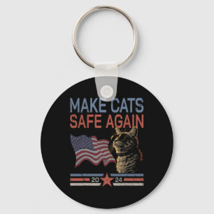 Chaveiro Torne Os Gatos Seguros Novamente Camisa Engraçada 