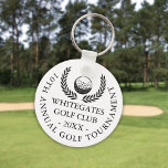 Chaveiro Torneio de Golfe Clássico Personalizado<br><div class="desc">Estes chaveiros são ideais para todos os torneios de golfe,  com uma coroa clássica e design de bola de golfe. Personalize com o nome do torneio de golfe,  o nome do clube e o ano. Projetado por Thisnotme©</div>