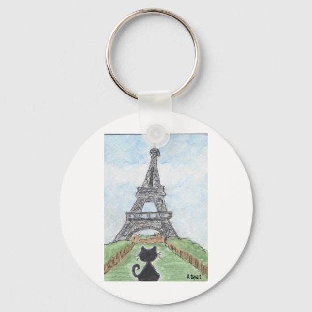 CHAVEIRO TORRE EIFFEL DE GATO PRETO (Frente)
