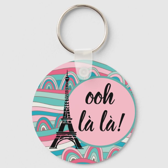 Chaveiro Torre Eiffel Francesa Tendência Ooh la la!/ Monogr (Frente)