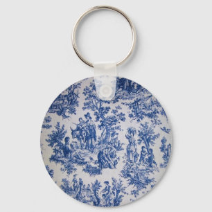 Chaveiro Torre francesa de jouy azul e branco elegante