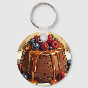Chaveiro Torta de Chocolate Caramel Decadente com Frutas Ve