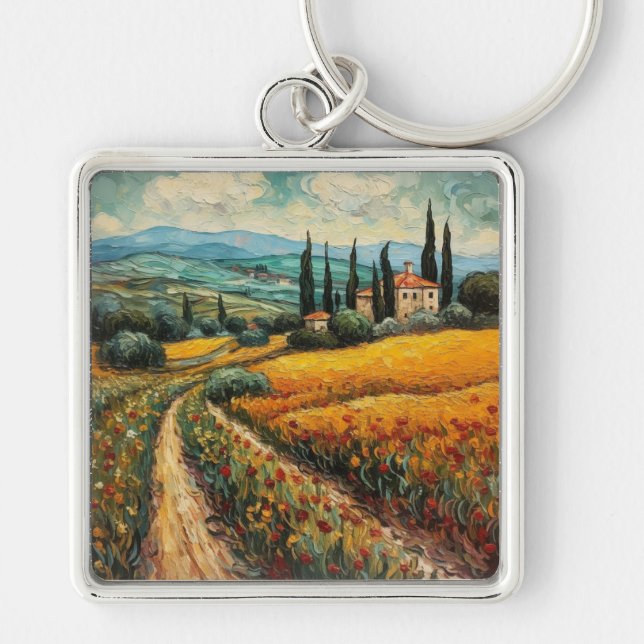 Chaveiro Toscana Dourada Campo de Flores Silvestres Paisage (Frente)