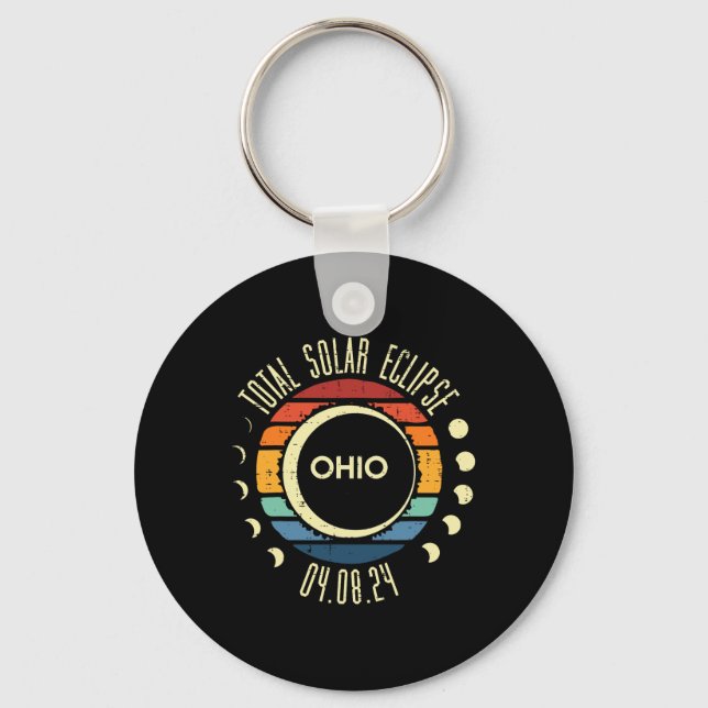 Chaveiro Total Solar Eclipse Ohio Sunset Retro 04.08.24 Hom (Frente)