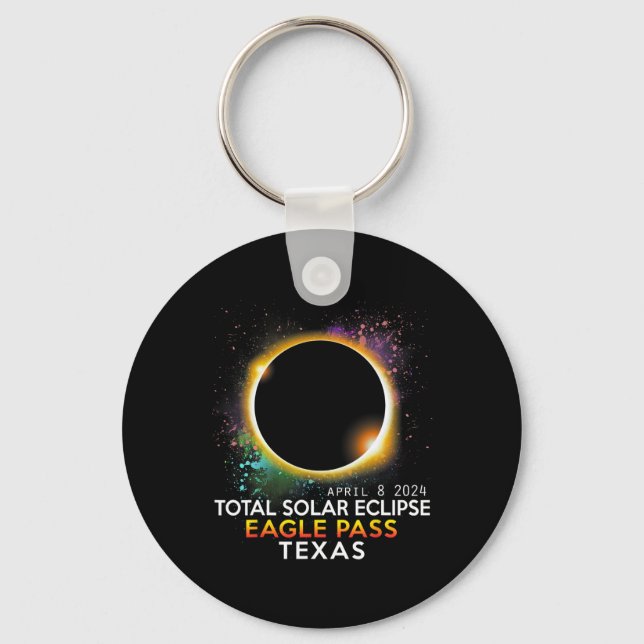 Chaveiro Totalidade de Águia Solar Eclipse Passando no Texa (Frente)