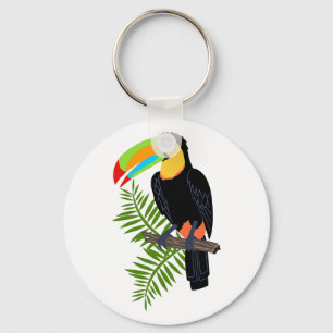 CHAVEIRO TOUCAN E FOLHAS DE PALMEIRA